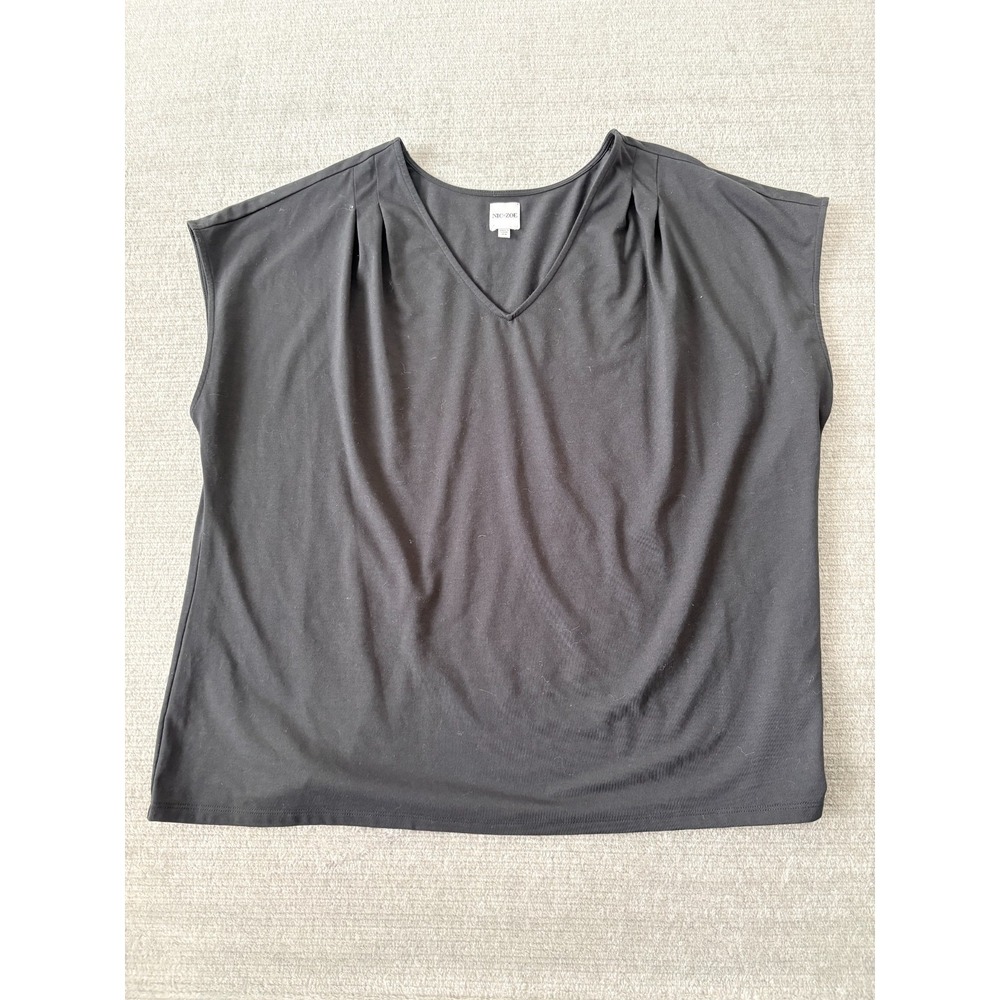 Nic + Zoe T Shirt Women 2X Black V Neck Short Sleeve Classic Elevated Basics